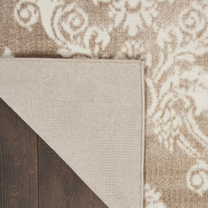 Homeroots 5' X 7' Taupe And Ivory Damask Distressed Non Skid Area Rug  Polypropylene,Polyester 550161
