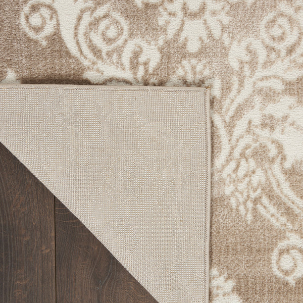 Homeroots 5' X 7' Taupe And Ivory Damask Distressed Non Skid Area Rug  Polypropylene,Polyester 550161