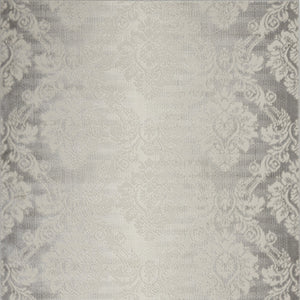 Homeroots 5' X 7' Gray And Ivory Damask Distressed Non Skid Area Rug  Polypropylene,Polyester 550162