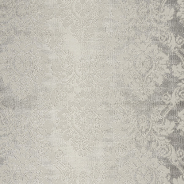 Homeroots 5' X 7' Gray And Ivory Damask Distressed Non Skid Area Rug  Polypropylene,Polyester 550162