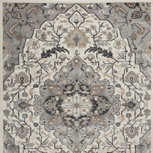 Homeroots 5' X 7' Gray And Ivory Floral Non Skid Area Rug  Polypropylene,Polyester 550164