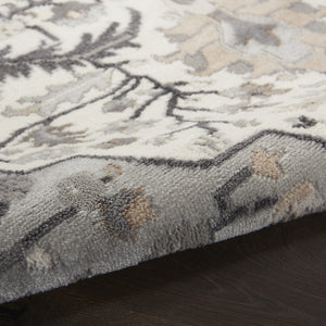 Homeroots 6' X 9' Ivory Black And Gray Floral Non Skid Area Rug  Polypropylene,Polyester 550166