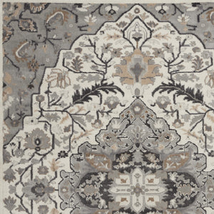 Homeroots 6' X 9' Ivory Black And Gray Floral Non Skid Area Rug  Polypropylene,Polyester 550166