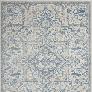 Homeroots 5' X 7' Ivory Blue And Gray Floral Non Skid Area Rug  Polypropylene,Polyester 550168