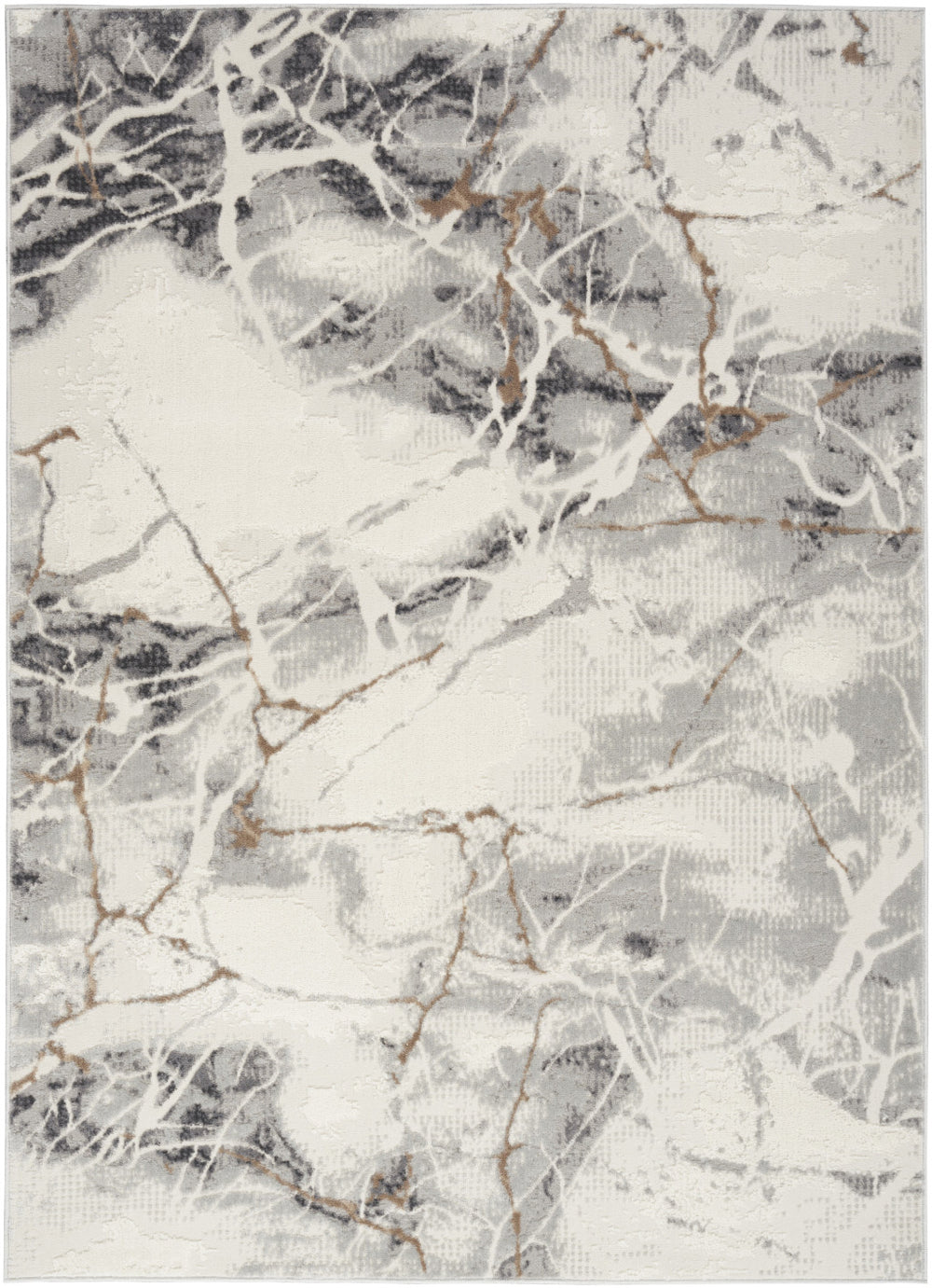 Homeroots 5' X 7' Ivory Gray And Brown Abstract Non Skid Area Rug  Polypropylene,Polyester 550169