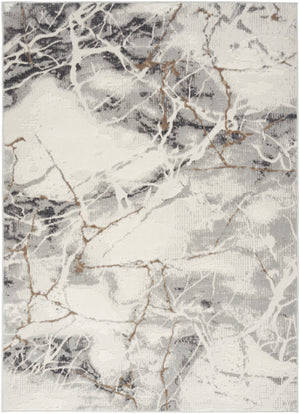 Homeroots 5' X 7' Ivory Gray And Brown Abstract Non Skid Area Rug  Polypropylene,Polyester 550169