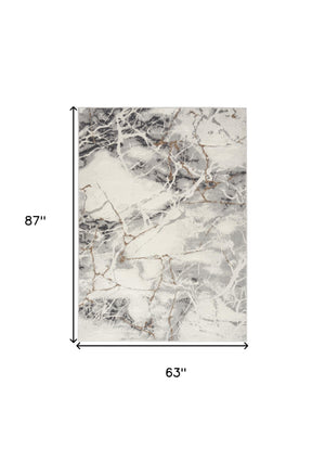 Homeroots 5' X 7' Ivory Gray And Brown Abstract Non Skid Area Rug  Polypropylene,Polyester 550169