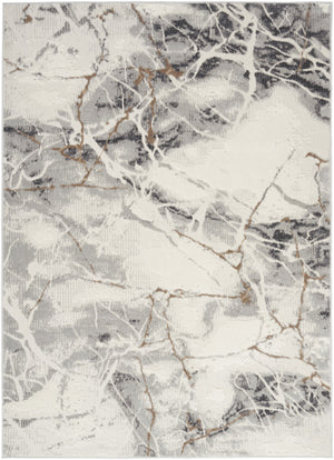Homeroots 5' X 7' Ivory Gray And Brown Abstract Non Skid Area Rug  Polypropylene,Polyester 550169