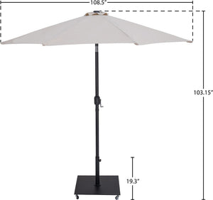 Meridian Furniture Fiji Outdoor Patio Umbrella with Caster Base Uv Resistant Polyester Canopy Set 55016Beige-AB