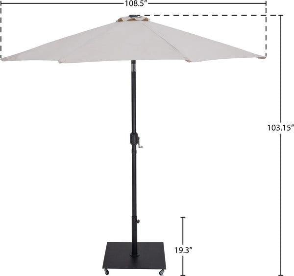 Meridian Furniture Fiji Outdoor Patio Umbrella with Caster Base Uv Resistant Polyester Canopy Set 55016Beige-AB