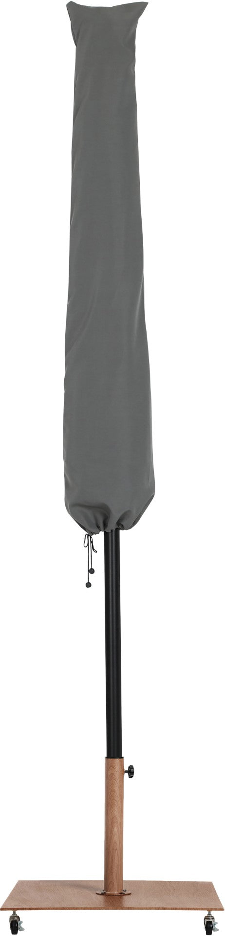 Meridian Furniture Fiji Outdoor Patio Umbrella with Teak Rolling Base Uv Resistant Aluminum Pole 55016Beige-AT
