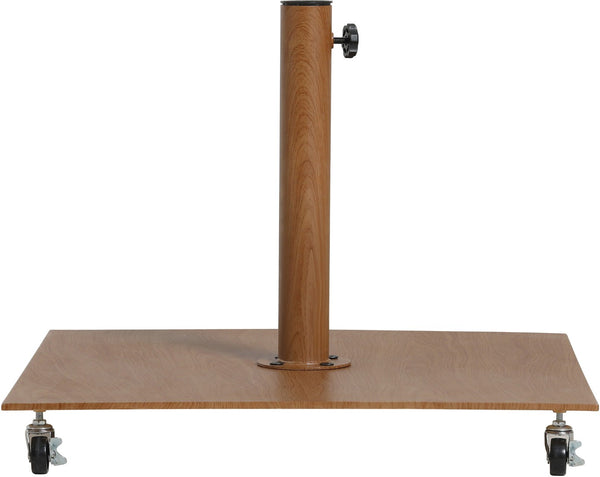 Meridian Furniture Fiji Outdoor Patio Umbrella with Teak Rolling Base Uv Resistant Aluminum Pole 55016Beige-AT