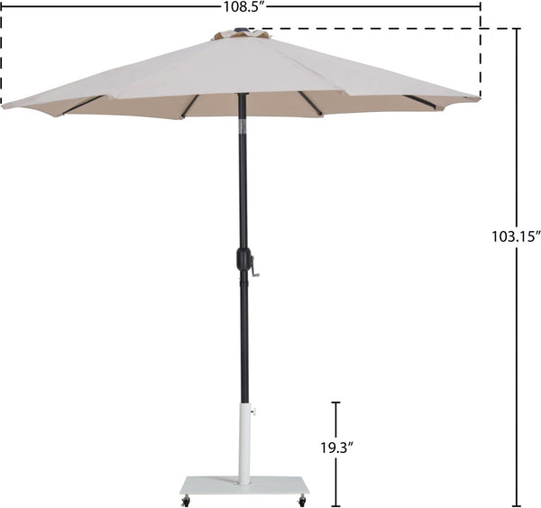 Meridian Furniture Fiji Outdoor Patio Umbrella with Rolling Base Uv Resistant Aluminum Pole Beige Canopy 55016Beige-AW