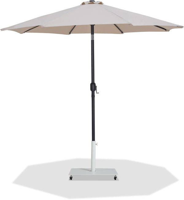 Meridian Furniture Fiji Outdoor Patio Umbrella with Rolling Base Uv Resistant Aluminum Pole Beige Canopy 55016Beige-AW