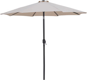 Meridian Furniture Fiji Outdoor Patio Umbrella with Rolling Base Uv Resistant Aluminum Pole Beige Canopy 55016Beige-AW