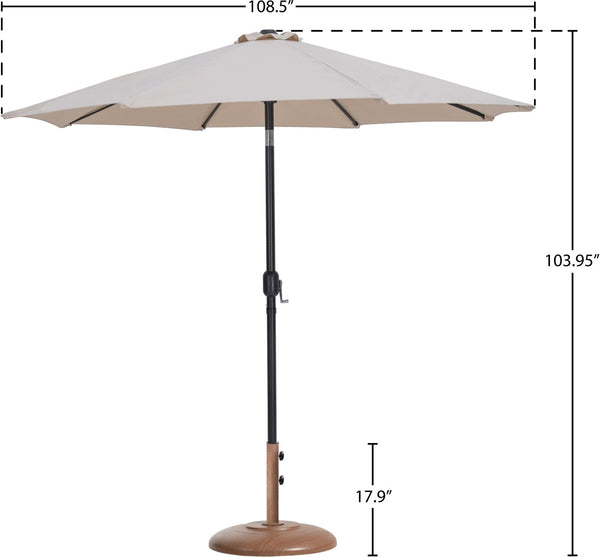 Meridian Furniture Fiji Outdoor Patio Umbrella with Teak Base Aluminum Pole Uv Fade Resistant Canopy 55016Beige-BT