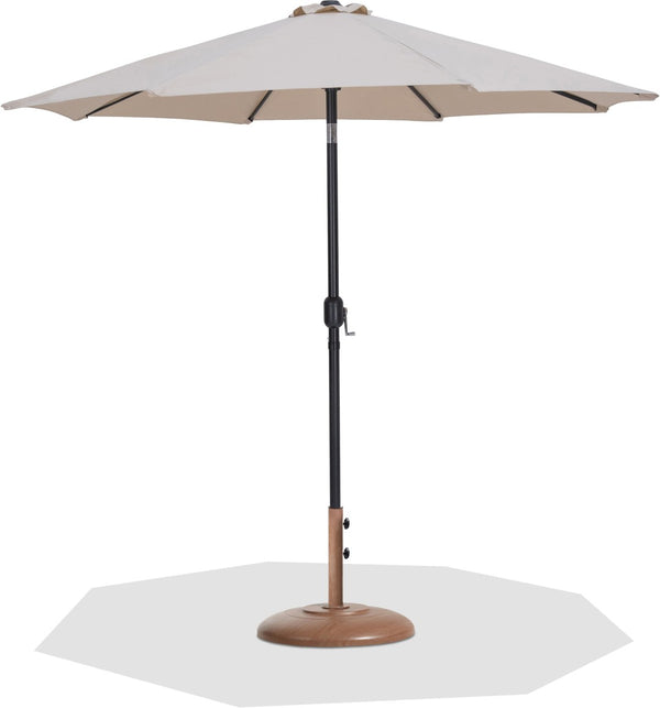 Meridian Furniture Fiji Outdoor Patio Umbrella with Teak Base Aluminum Pole Uv Fade Resistant Canopy 55016Beige-BT