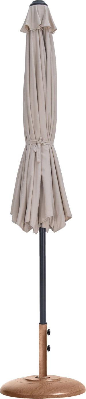 Meridian Furniture Fiji Outdoor Patio Umbrella with Teak Base Aluminum Pole Uv Fade Resistant Canopy 55016Beige-BT