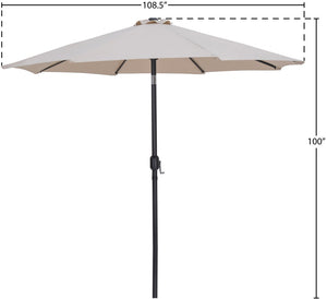 Meridian Furniture Fiji Outdoor Patio Umbrella with Uv Resistant Polyester Canopy and Teak Aluminum Pole Shade Beige 55016 55016Beige-U