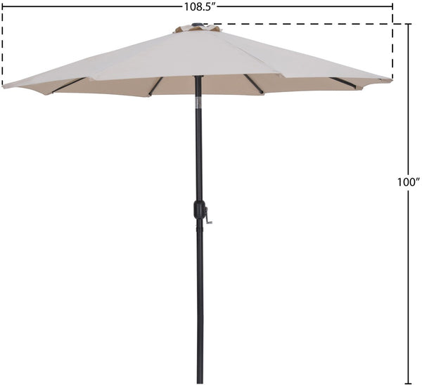 Meridian Furniture Fiji Outdoor Patio Umbrella with Uv Resistant Polyester Canopy and Teak Aluminum Pole Shade Beige 55016 55016Beige-U