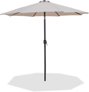 Meridian Furniture Fiji Outdoor Patio Umbrella with Uv Resistant Polyester Canopy and Teak Aluminum Pole Shade Beige 55016 55016Beige-U