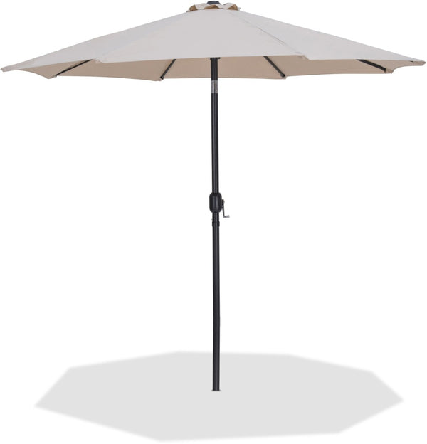 Meridian Furniture Fiji Outdoor Patio Umbrella with Uv Resistant Polyester Canopy and Teak Aluminum Pole Shade Beige 55016 55016Beige-U