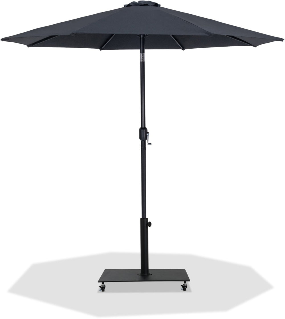 Meridian Furniture Fiji Matte Black Aluminum Outdoor Umbrella with Rolling Base for Patio Shade 55016Black-AB