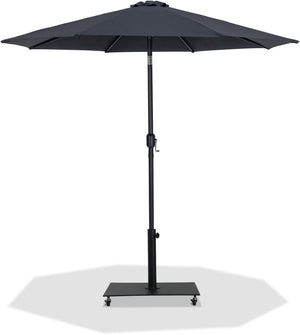 Meridian Furniture Fiji Matte Black Aluminum Outdoor Umbrella with Rolling Base for Patio Shade 55016Black-AB
