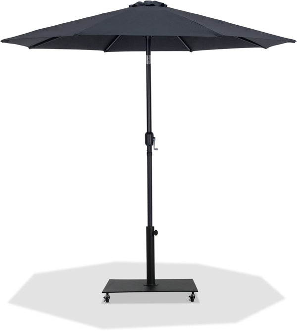 Meridian Furniture Fiji Matte Black Aluminum Outdoor Umbrella with Rolling Base for Patio Shade 55016Black-AB