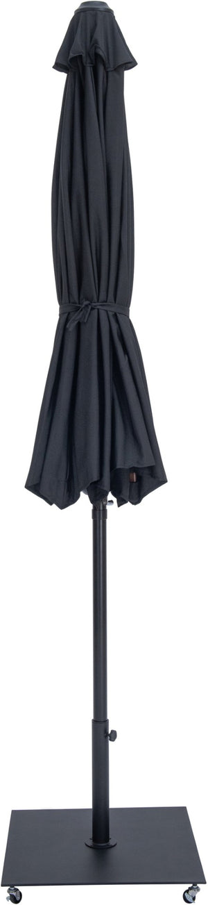 Meridian Furniture Fiji Matte Black Aluminum Outdoor Umbrella with Rolling Base for Patio Shade 55016Black-AB