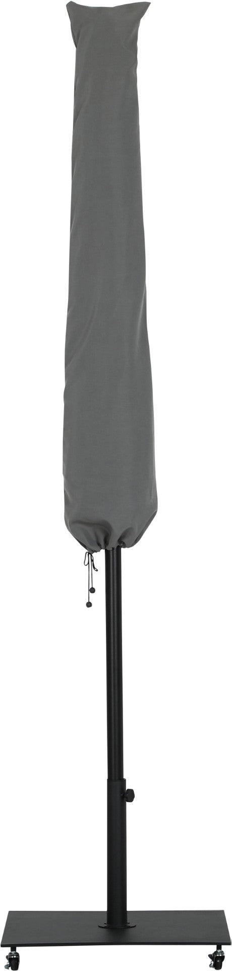 Meridian Furniture Fiji Matte Black Aluminum Outdoor Umbrella with Rolling Base for Patio Shade 55016Black-AB
