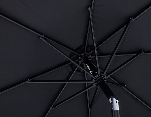 Meridian Furniture Fiji Matte Black Aluminum Outdoor Umbrella with Rolling Base for Patio Shade 55016Black-AB