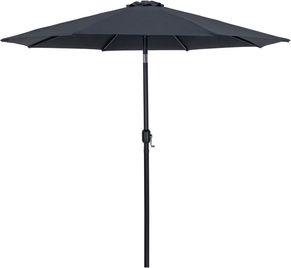 Meridian Furniture Fiji Matte Black Aluminum Outdoor Umbrella with Rolling Base for Patio Shade 55016Black-AB