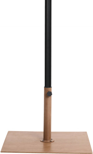 Meridian Furniture Fiji Matte Black Aluminum Patio Umbrella with Teak Base Uv Rated Weather Shield 55016Black-AT