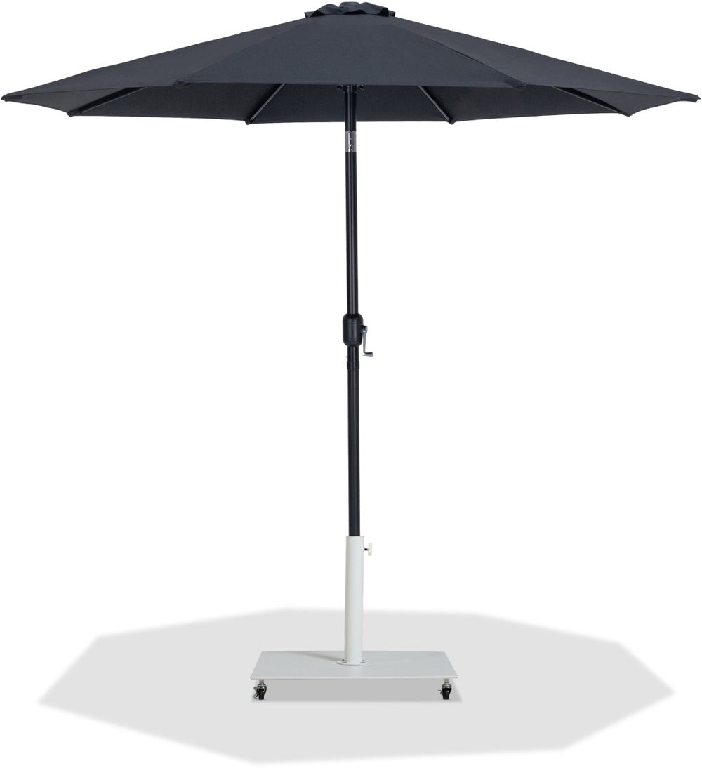 Meridian Furniture Fiji Matte Black Aluminum Patio Umbrella with Caster Base for Outdoor Shade 55016Black-AW