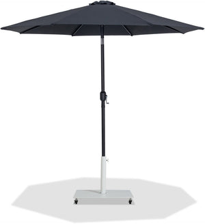 Meridian Furniture Fiji Matte Black Aluminum Patio Umbrella with Caster Base for Outdoor Shade 55016Black-AW