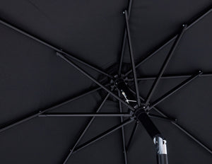 Meridian Furniture Fiji Matte Black Aluminum Patio Umbrella with Caster Base for Outdoor Shade 55016Black-AW