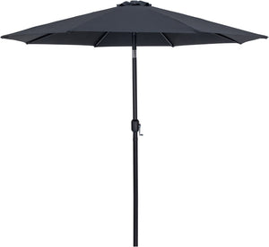 Meridian Furniture Fiji Matte Black Aluminum Patio Umbrella with Caster Base for Outdoor Shade 55016Black-AW