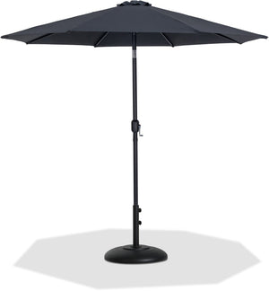 Meridian Furniture Fiji Matte Black Aluminum Patio Umbrella with Base Fade Resistant Polyester Canopy 55016Black-BB