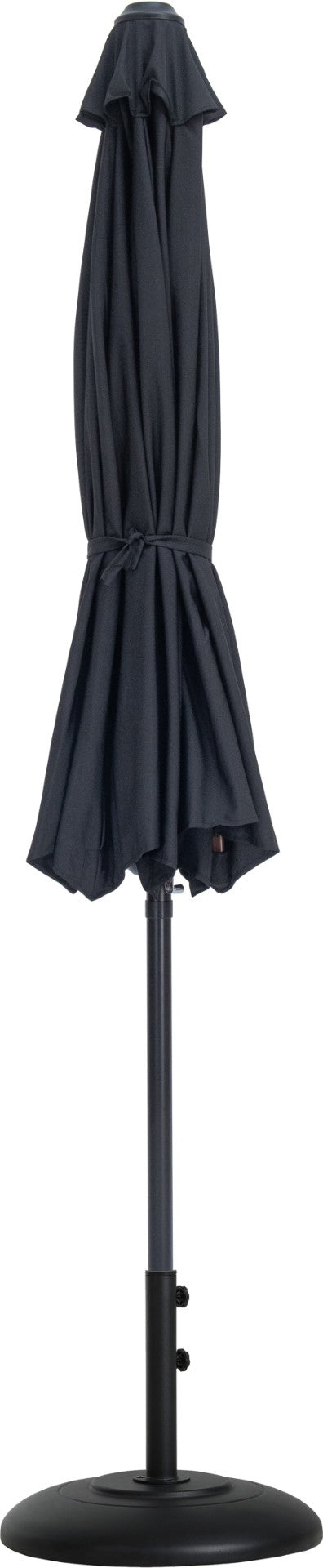 Meridian Furniture Fiji Matte Black Aluminum Patio Umbrella with Base Fade Resistant Polyester Canopy 55016Black-BB