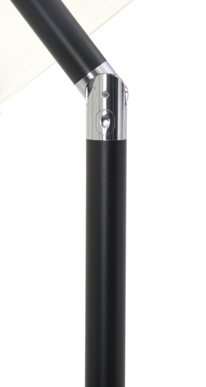 Meridian Furniture Fiji Matte Black Aluminum Patio Umbrella with Base Fade Resistant Polyester Canopy 55016Black-BB