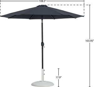 Meridian Furniture Fiji Matte Black Aluminum Patio Umbrella with Base Weather Resistant Outdoor Set 55016Black-BW