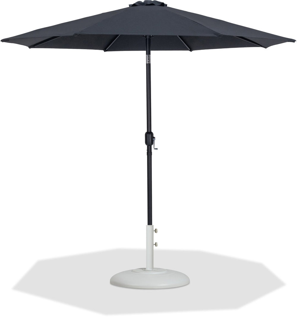 Meridian Furniture Fiji Matte Black Aluminum Patio Umbrella with Base Weather Resistant Outdoor Set 55016Black-BW