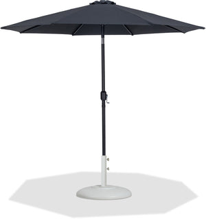 Meridian Furniture Fiji Matte Black Aluminum Patio Umbrella with Base Weather Resistant Outdoor Set 55016Black-BW