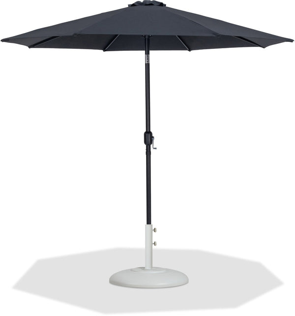 Meridian Furniture Fiji Matte Black Aluminum Patio Umbrella with Base Weather Resistant Outdoor Set 55016Black-BW