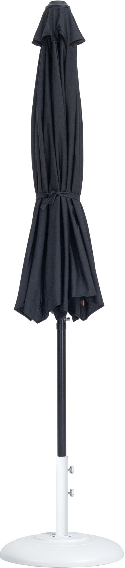 Meridian Furniture Fiji Matte Black Aluminum Patio Umbrella with Base Weather Resistant Outdoor Set 55016Black-BW