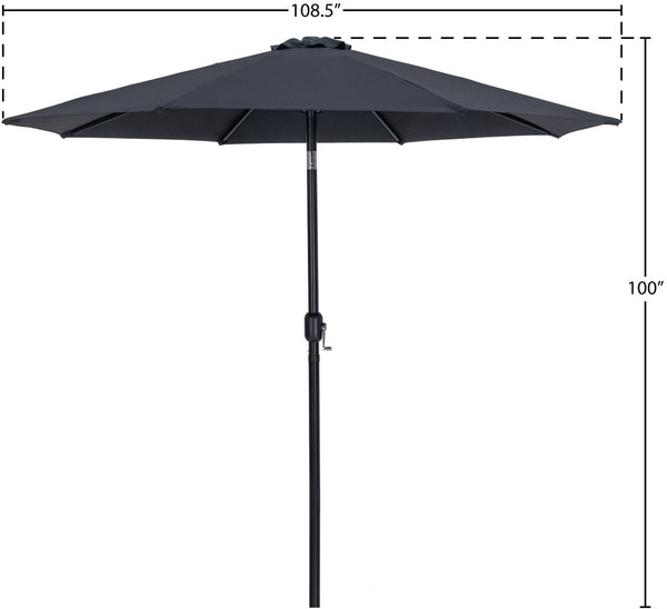 Meridian Furniture Fiji Outdoor Patio Umbrella with Uv Resistant Polyester Canopy and Teak Aluminum Pole Shade Black 55016 55016Black-U