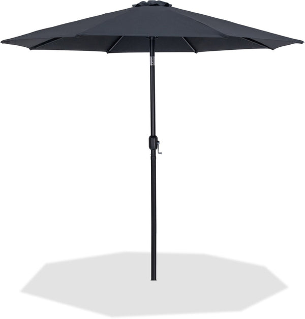 Meridian Furniture Fiji Outdoor Patio Umbrella with Uv Resistant Polyester Canopy and Teak Aluminum Pole Shade Black 55016 55016Black-U