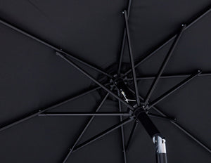 Meridian Furniture Fiji Outdoor Patio Umbrella with Uv Resistant Polyester Canopy and Teak Aluminum Pole Shade Black 55016 55016Black-U
