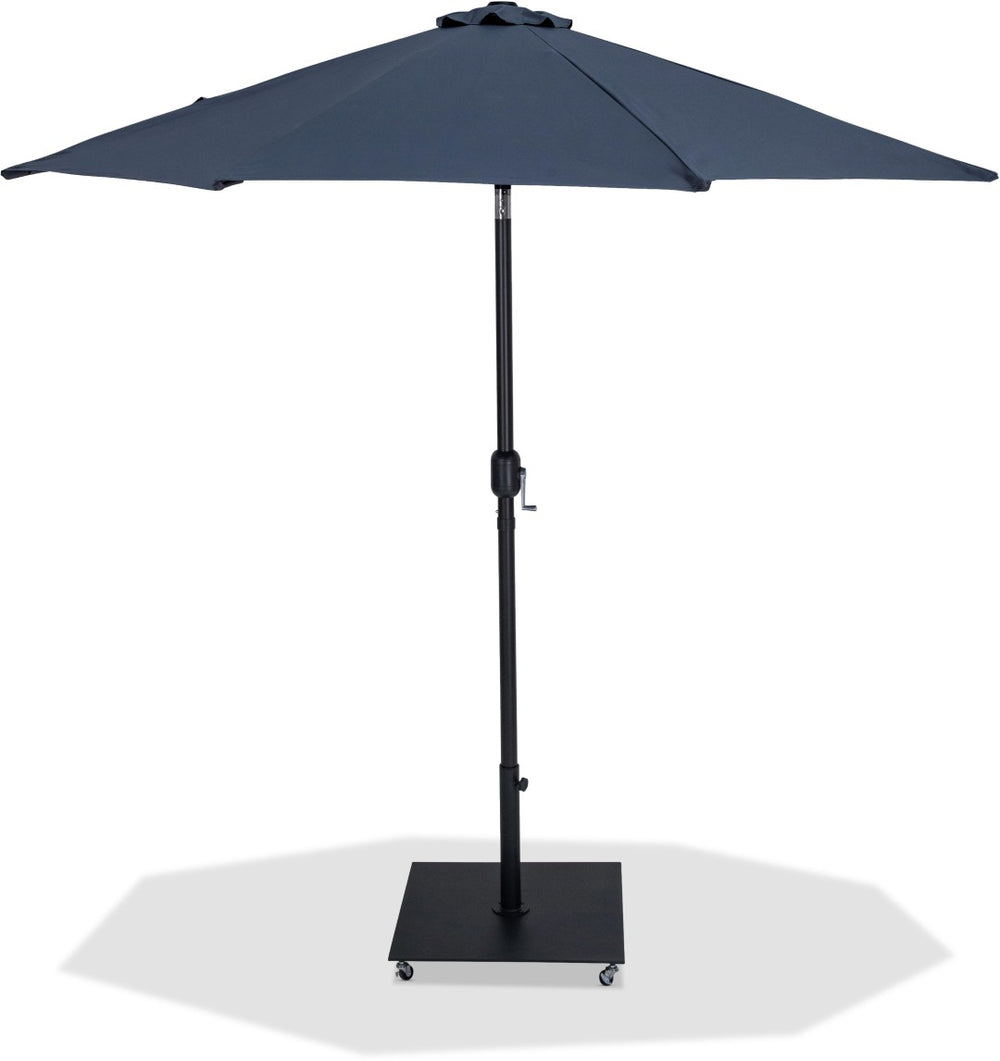 Meridian Furniture Fiji Outdoor Polyester Canopy Umbrella with Aluminum Pole and Wheeled Weighted Base 55016Grey-AB